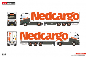 WSI Models 01-5519 NEDCARGO VOLVO FH AERO GLOBETROTTER 4X2 BOX TRAILER - 3 AXLE