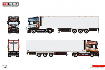 WSI Models 01-5292 NICOLAS VILLARD SCANIA R HIGHLINE CR20H 4X2 REEFER TRAILER - 3 AXLE