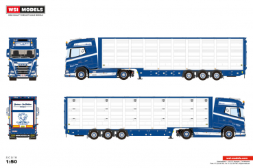 WSI Models 01-5191 Peeters de Bakker DAF XG+ MY25 4X2 LIVE STOCK TRAILER - 3 AXLE