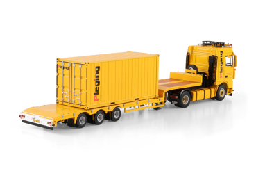 Preview: WSI Models 01-5172 PLEGING DAF XF95 SPACE CAB 4X2 SEMI LOW LOADER - 3 AXLE + 20FT CONTAINER