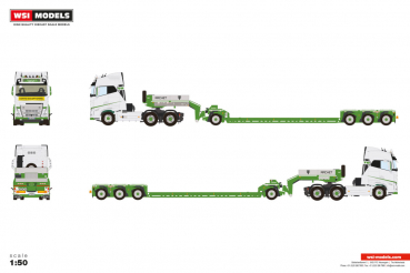 WSI Models 01-5079 RACHET VOLVO FH5 GLOBETROTTER 6X4 LOW LOADER WITH DOLLY 1 AXLE - 3 AXLE