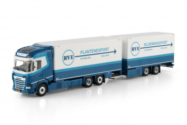 WSI Models 01-4598 RVE Plantenexport DAF XG+ RIGED REEFER TRUCK 6X2 TAG AXLE RIGED REEFER DRAWBAR CENTRE-AXLED TRAILER - 2 AXLE