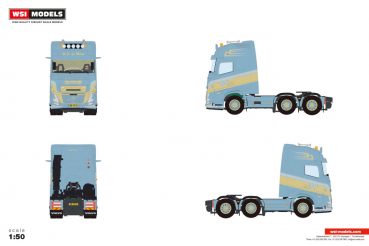 WSI Models 01-5165 S.N. DE WITTE VOLVO FH AERO GLOBETROTTER XL 6X2 TWIN STEER