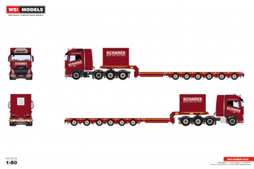 WSI Models 01-5098 SCHARES VOLVO FH4 GLOBETROTTER 8X4 SL LOW LOADER - 6 AXLE + 10FT CONTAINER