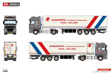 WSI Models 01-4989 SCHOUWSTRA DAF 95XF SUPER SPACE CAB 4X2 REEFER TRAILER - 3 AXLE