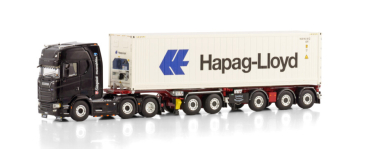 WSI Models 02-3356 SIEGRIST SCANIA S HIGHLINE CS20H 6X2 TWIN STEER 2 CONNECT COMBI TRAILER - 5 AXLE + 40FT REEFER CONTAINER THERMOKING