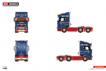 WSI Models 01-4755 SIMON HOLMSGAARD VOLVO FH5 GLOBETROTTER 6X2 TAG AXLE