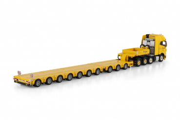 Preview: WSI Models 01-4935 STANGE VOLVO FH5 GLOBETROTTER XL 8X4 SL LOW LOADER WITH 3 AXLE DOLLY - 7 AXLE