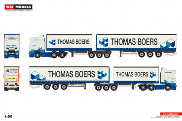 WSI Models 01-5057 THOMAS BOERS SCANIA R NORMAL CR20N 6X2 TWIN STEER RIGED TRUCK DRAWBAR ROAD TRAIN - 6 AXLE