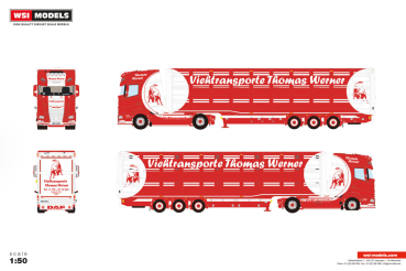 WSI Models 01-5521 THOMAS WERNER DAF XG+ 4X2 LIVE STOCK TRAILER - 3 AXLE