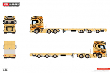 WSI Models 01-5091 THURIES DAF XG+ 6X2 TWIN STEER FLATBED MEGA TRAILER - 3 AXLE