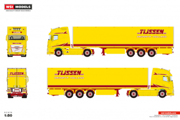WSI Models 01-5024 TIJSSEN DRONRYP VOLVO FH AERO GLOBETROTTER XXL 4X2 TRIDEC BOX TRAILER - 3 AXLE