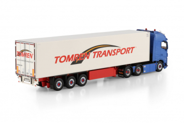WSI Models 01-4768 Tomren VOLVO FH5 GLOBETROTTER XL 6X2 TAG AXLE REEFER TRAILER - 3 AXLE