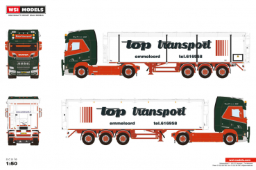 WSI Models 01-4793 TOP TRANSPORT SCANIA S HIGHLINE CS20H 4X2 BELT TRAILER - 3 AXLE