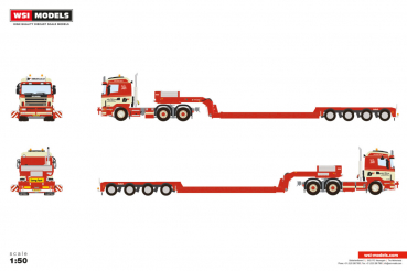 WSI Models 01-5032 TORBEN RAFN SCANIA 4 SERIES FLAT ROOF 6X4 EURO LOW LOADER - 4 AXLE