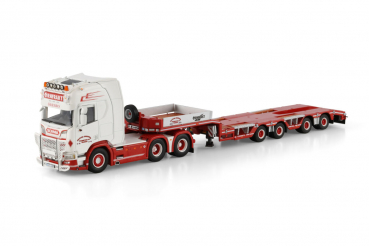WSI Models 01-4992 TRAILER CHRISTER TRANSPORT AB SCANIA R HIGHLINE CR20H 6X2 TAG AXLE SEMI WHEEL WELL LOW LOADER - 4 AXLE