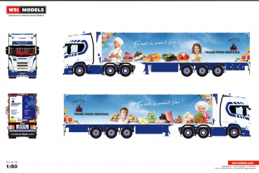 WSI Models 01-5226 TRANSPORTS BAJARD ET FILS SCANIA R HIGHLINE CR20H 6X2 TWIN STEER REEFER TRAILER - 3 AXLE