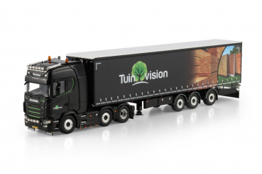 WSI Models 01-4819 Tuinvision Group BV SCANIA S HIGHLINE CS20H 6X2 TWIN STEER TRIDEC CURTAINSIDE TRAILER - 3 AXLE
