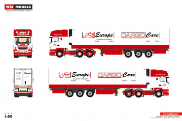 WSI Models 01-5336 VAN DER HOUT SCANIA R5 TOPLINE 6X2 TWIN STEER REEFER TRAILER - 3 AXLE