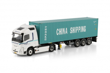 WSI Models 01-4947 VAN DER MOST VOLVO FH AERO GLOBETROTTER 4X2 FLEX CONTAINER TRAILER - 3 AXLE + 40FT CONTAINER