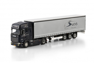 WSI Models 01-4667 Van der Sluis transport SCANIA S HIGHLINE CS20H 4X2 CURTAINSIDE TRAILER - 3 AXLE