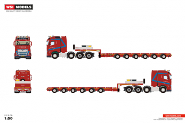 WSI Models 01-5304 VAN DER TOL VOLVO FH5 GLOBETROTTER 8X4 MANOOVR - 6 AXLE