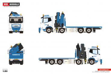 WSI Models 01-5072 VAN HAMEREN B.V. DAF XD SL RIGED FLATBED TRUCK 8X2 TAG AXLE WITH PALFINGER PK 480 TEC