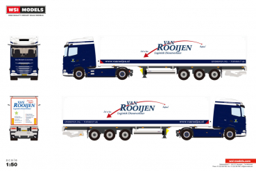 WSI Models 01-5270 Van Rooijen Logistiek B.V. DAF XG MY25 4X2 BOX TRAILER - 3 AXLE