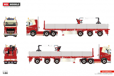 WSI Models 01-5115 VAN SAMBEEK VOLVO FH5 MY2024 SLEEPER CAB 6X2 TWIN STEER BRICK TRAILER - 3 AXLE
