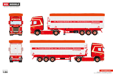 WSI Models 01-5631 VAN 'T KRUIS SCANIA S HIGHLINE CS20H 4X2 TIPPER VOLUME TRAILER - 3 AXLE