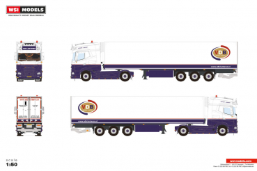 WSI Models 01-5082 VDB LUNTEREN DAF XG+ MY25 4X2 REEFER TRAILER - 3 AXLE