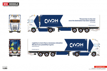 WSI Models 01-5153 VDH VOLVO FH5 GLOBETROTTER XL 4X2 REEFER TRAILER - 3 AXLE