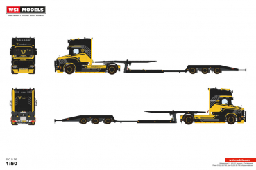 WSI Models 01-5198 VERSTEIJNEN TRUCKS SCANIA T5 TORPEDO TOPLINE 4X2 TRUCK TRANSPORTER - 3 AXLE