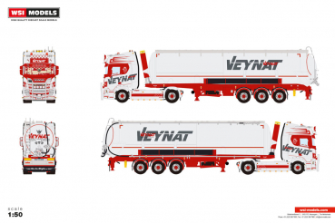 WSI Models 01-4961 Veynat SCANIA R HIGHLINE CR20H 4X2 TIPPER BULK TRAILER - 3 AXLE