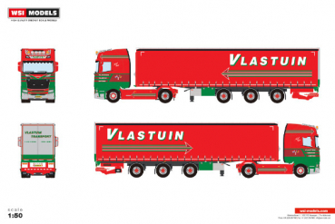 WSI Models 01-5570 VLASTUIN SCANIA S HIGHLINE CS20H 4X2 TRIDEC CURTAINSIDE TRAILER - 3 AXLE