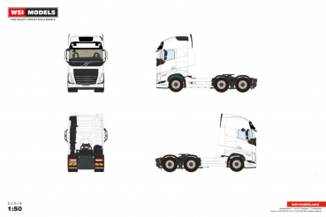 WSI Models 03-2060 WHITE LINE VOLVO FH5 MY2024 GLOBETROTTER XL 6X2 TAG AXLE