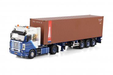 WSI Models 01-4973 WILBERT KUIPERS SCANIA 3 SERIES STREAMLINE 4X2 FLEX CONTAINER TRAILER - 3 AXLE + 40FT CONTAINER