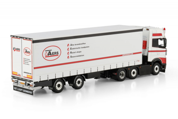 WSI Models 01-4732 Aers Transport MERCEDES-BENZ ACTROS MP5 GIGA SPACE 6X2 TWIN STEER BOX TRAILER - 2 AXLE