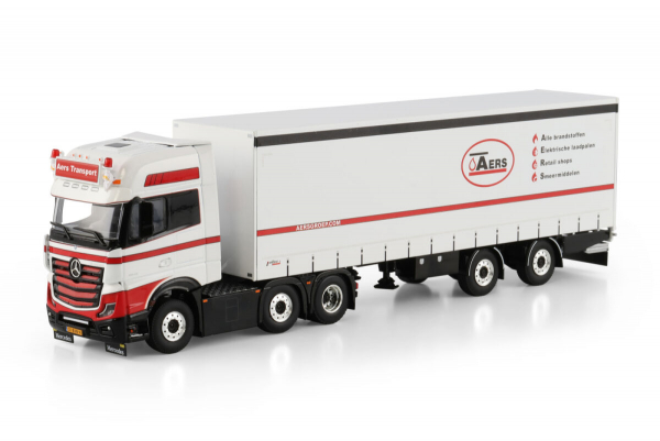 WSI Models 01-4732 Aers Transport MERCEDES-BENZ ACTROS MP5 GIGA SPACE 6X2 TWIN STEER BOX TRAILER - 2 AXLE