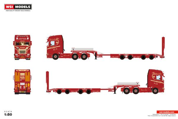WSI Models 01-5303 ALFRED NIELSEN SCANIA S HIGHLINE CS20H 6X4 SEMI WHEEL WELL LOW LOADER - 4 AXLE
