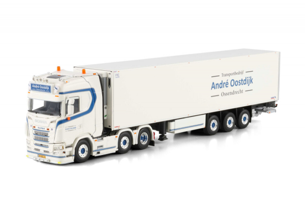 WSI Models 01-5017 ANDRÉ OOSTDIJK SCANIA S HIGHLINE CS20H 6X2 TWIN STEER REEFER TRAILER - 3 AXLE
