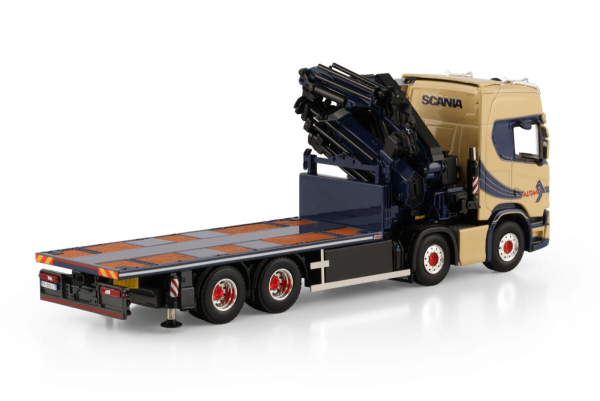 WSI Models 01-4867 AUTAA SCANIA R HIGHLINE CR20H RIGED FLATBED TRUCK 8X4 WITH FASSI 1100 + JIB