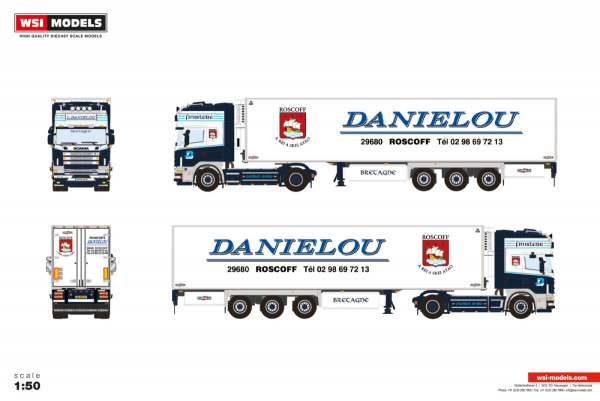WSI Models 01-5383 DANIELOU SCANIA 4 SERIES TOPLINE 4X2 REEFER TRAILER - 3 AXLE