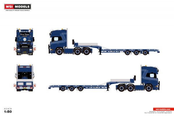 WSI Models 01-5309 DANNY RASING SCANIA R5 TOPLINE 6X2 TWIN STEER SEMI LOW LOADER - 3 AXLE