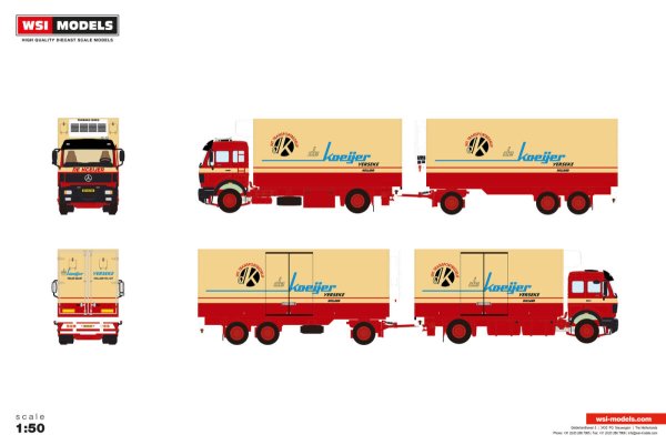 WSI Models 01-5581 DE KOEIJER MERCEDES-BENZ NG RIGED REEFER TRUCK DRAWBAR TRAILER - 5 AXLE
