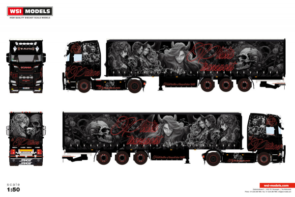 WSI Models 01-5130 EL-PATRON (PLUTA) SCANIA S HIGHLINE CS20H 4X2 CURTAINSIDE TRAILER - 3 AXLE