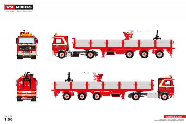 WSI Models 01-5341 FA. J.V.'T KRUIS & ZN. VOLVO F12 4X2 BRICK TRAILER - 3 AXLE