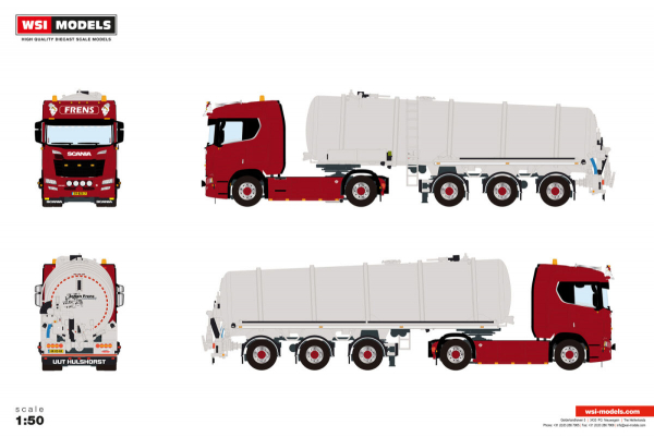 WSI Models 01-5347 FRENS SCANIA R NORMAL CR20N 4X2 VACUUM TANK TRAILER - 3 AXLE