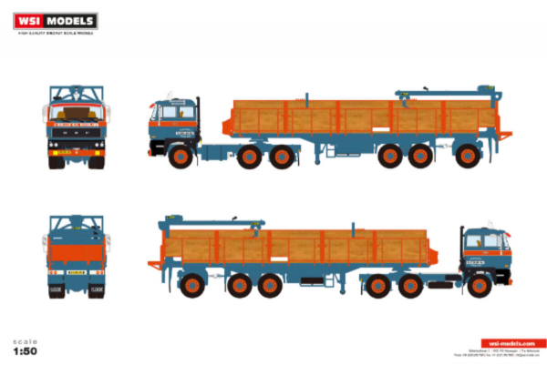 WSI Models 01-5164 G. KÖLLER B.V. DAF 2800 6X2 TAG AXLE CLASSIC BRICK TRAILER - 3 AXLE