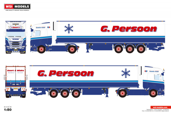 WSI Models 01-4918 G. PERSOON SCANIA R HIGHLINE CR20H 4X2 REEFER TRAILER - 3 AXLE
